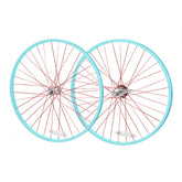 Aqua & Red Bicycle Wheelset