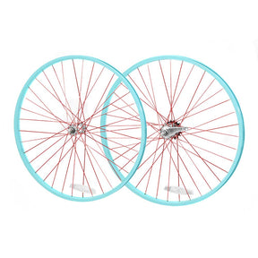 Aqua & Red Bicycle Wheelset